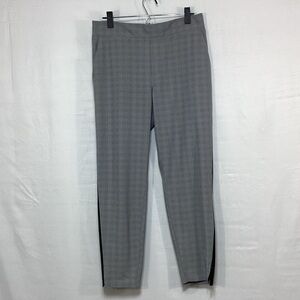 Athleta women’s Brooklyn plaid ankle pant with tuxedo stripe on leg 10